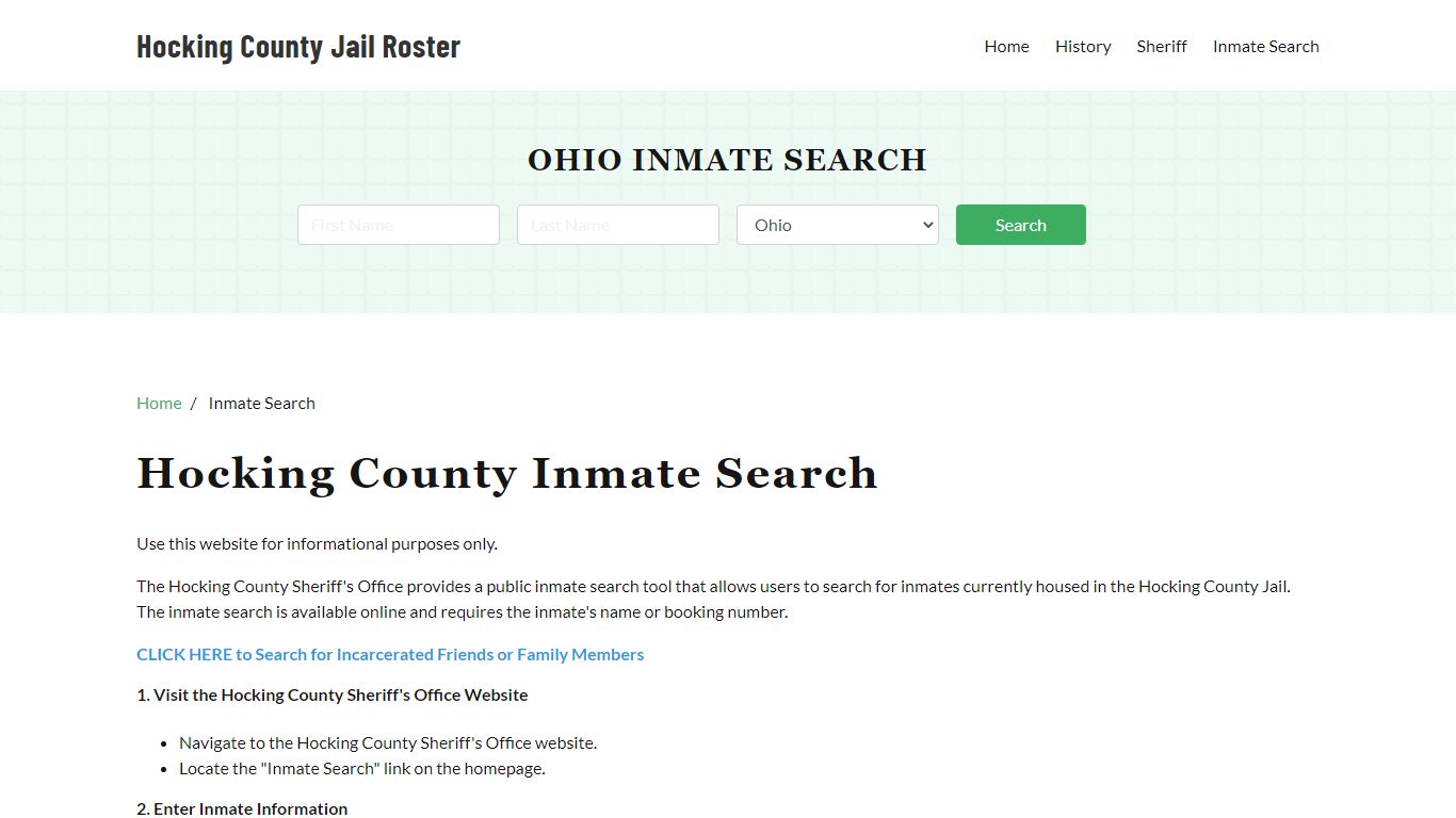 Hocking County, OH Detainee Lookup