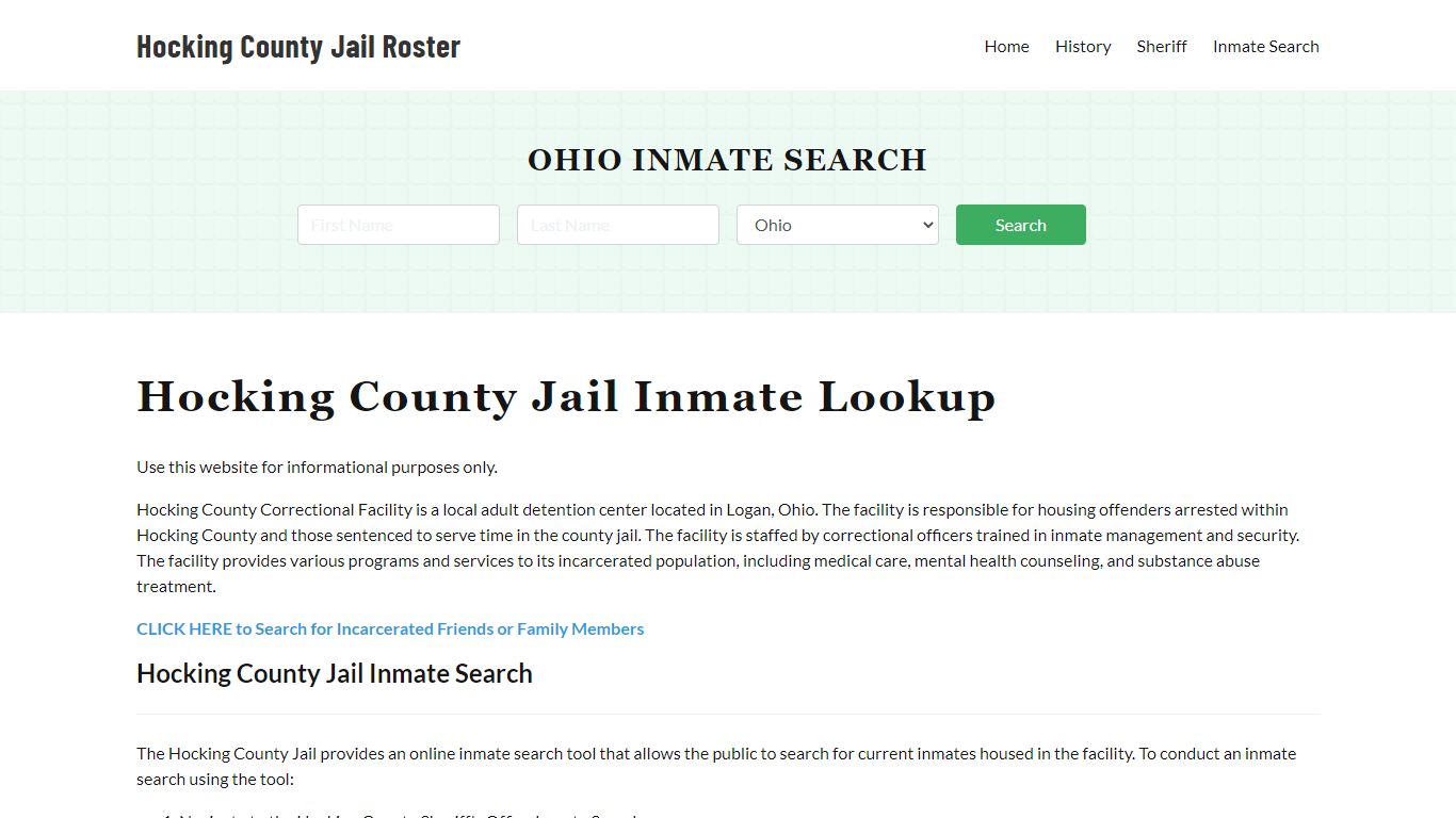 Hocking County Jail Roster Lookup, OH, Inmate Search